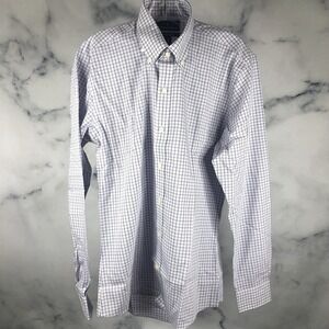 B Buttoned Down Slim Purple Blue Striped Cotton Button Down Oxford Shirt 16/35